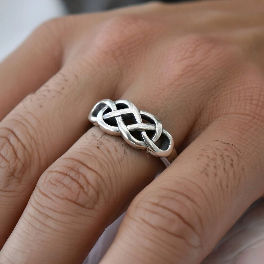 Men's Sterling Silver Celtic Crisscross Ring 925